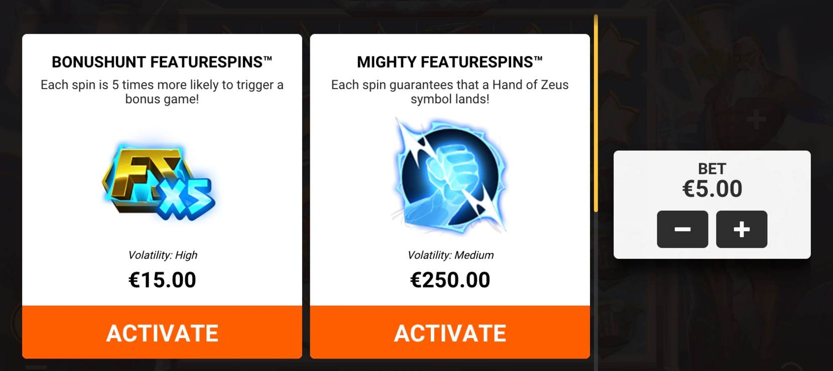 Ze Zeus Slot Feature Buy